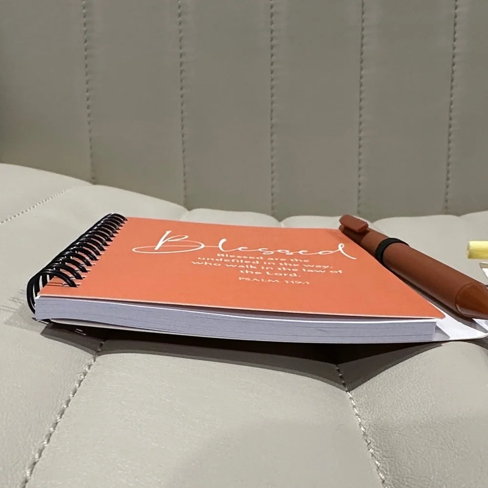 Bible Verse Notebook Trio & Pens Blessed Psalms Strong Philippians Capable Mark